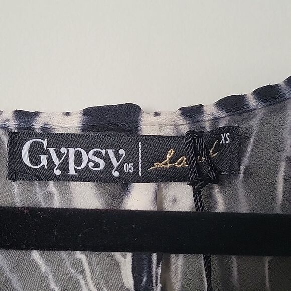 NWT Gypsy 05 Silk Cover Up XS Swim Beach Tunic Sheer Boho Sexy Black Tye Dye - Picture 3 of 7